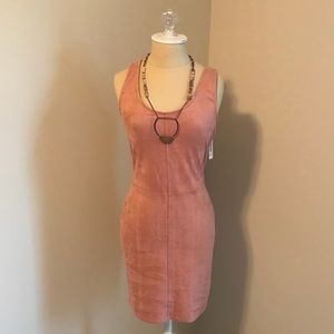 ASTARS Rose Pink Suede Bodycon Microdress